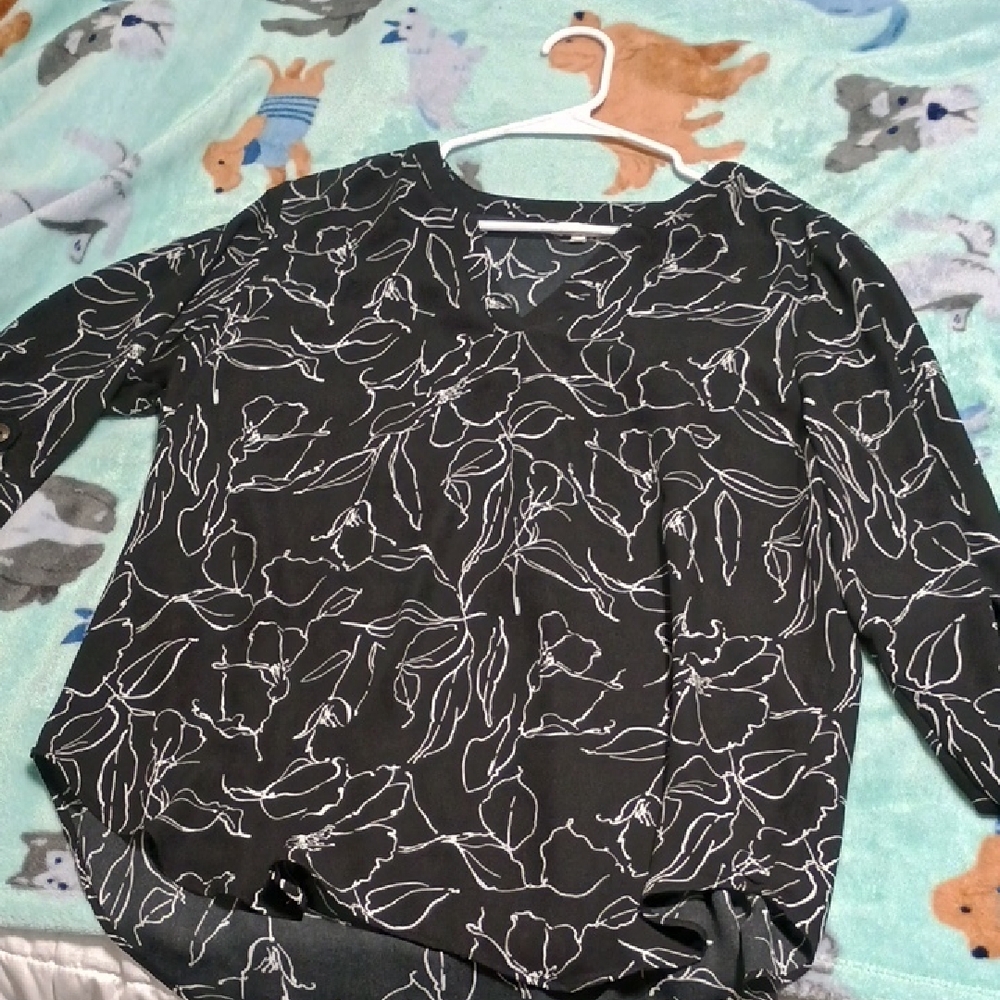 Maurices Black and White Floral Blouse